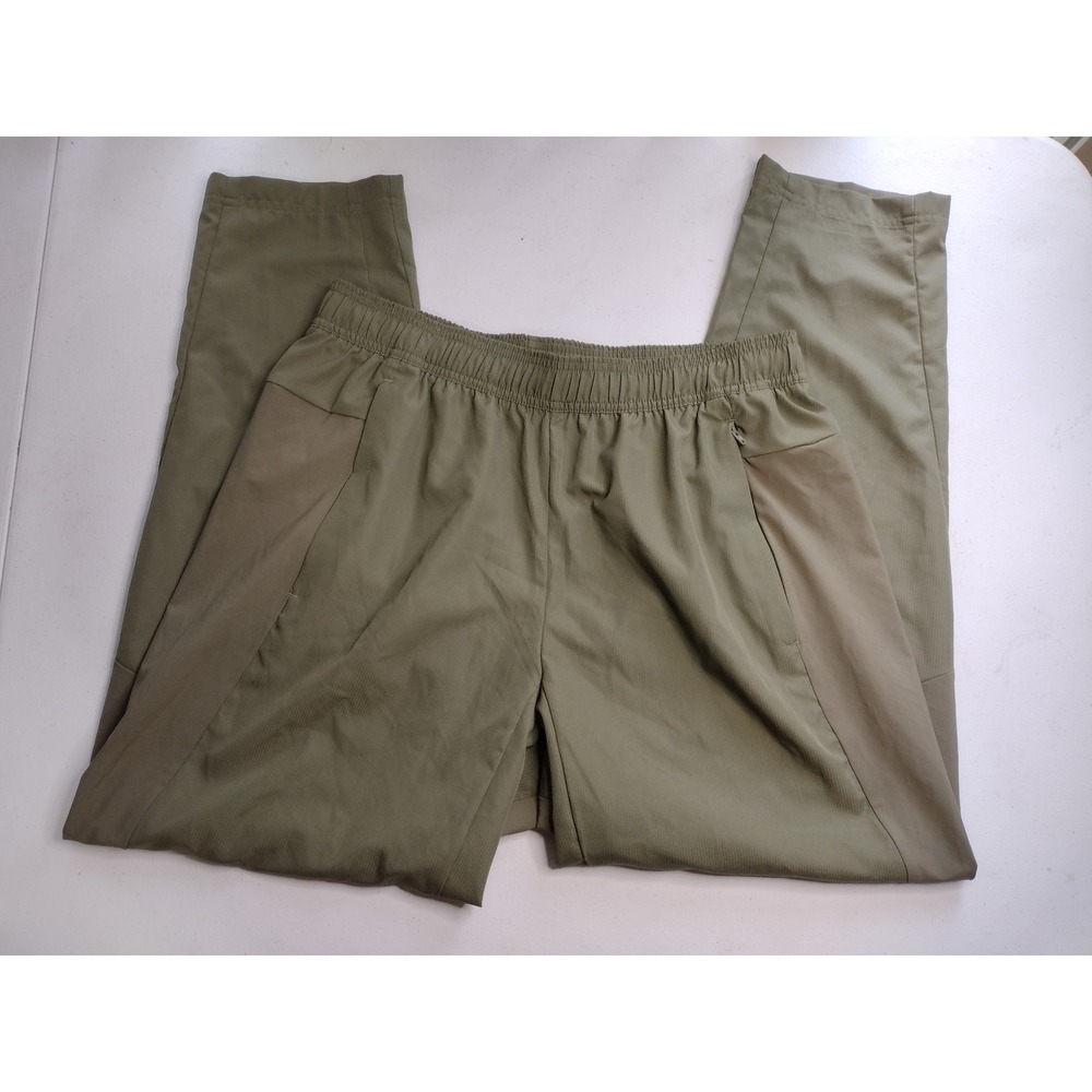 Adidas Aeroready Mens Large Olive Green Training Pants Zipper Pockets Tapered